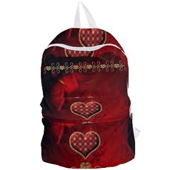 Wonderful Heart With Roses Foldable Lightweight Backpack by FantasyWorld7