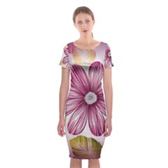 Star Flower Classic Short Sleeve Midi Dress by Mariart