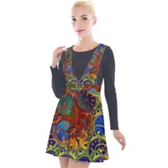 Time Clock Distortion Plunge Pinafore Velour Dress by Mariart