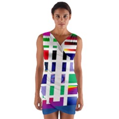 Color Graffiti Pattern Geometric Wrap Front Bodycon Dress by Pakrebo
