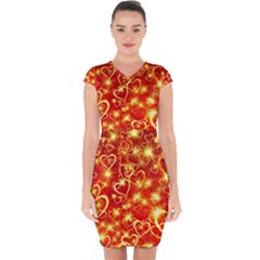Pattern Valentine Heart Love Capsleeve Drawstring Dress  by Mariart