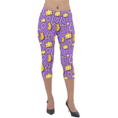Paper Tissue Wrapping Lightweight Velour Capri Leggings  by Pakrebo