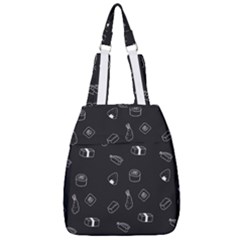 Sushi Pattern - Greyscale Center Zip Backpack by WensdaiAmbrose