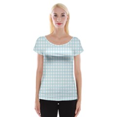 Blue Gingham Cap Sleeve Top by retrotoomoderndesigns