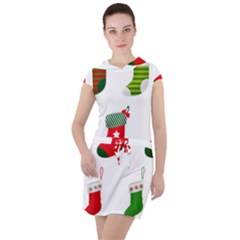 Christmas Stocking Candle Drawstring Hooded Dress by Mariart