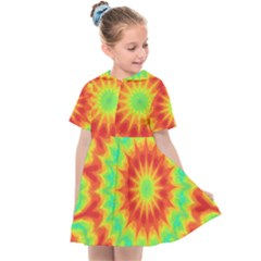Kaleidoscope Background Mandala Red Green Kids  Sailor Dress by Mariart