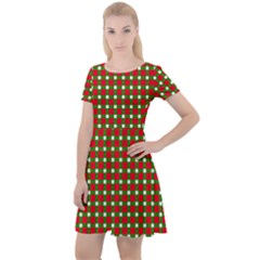 Lumberjack Plaid Buffalo Plaid Green Red Cap Sleeve Velour Dress  by Mariart