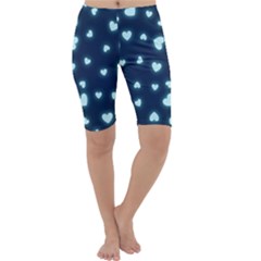 Light Blue Hearts Cropped Leggings  by WensdaiAmbrose