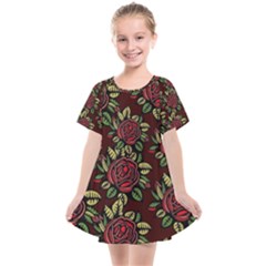 Roses Red Kids  Smock Dress by WensdaiAmbrose