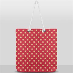 Red Hot Polka Dots Full Print Rope Handle Tote (large) by WensdaiAmbrose