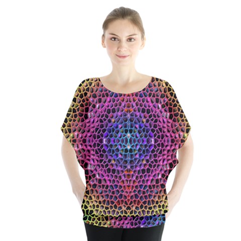 Background Image Decorative Batwing Chiffon Blouse by Pakrebo
