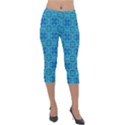 Background Image Tile Pattern Blue Lightweight Velour Capri Leggings  View1