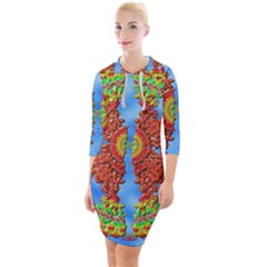 Pictures Digital Art Abstract Quarter Sleeve Hood Bodycon Dress by Pakrebo