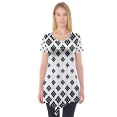 Black And White Tribal Short Sleeve Tunic  by retrotoomoderndesigns