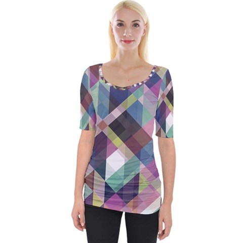 Geometric Sense Wide Neckline Tee by WensdaiAmbrose
