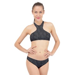 Hypnotic Black And White High Neck Bikini Set by retrotoomoderndesigns