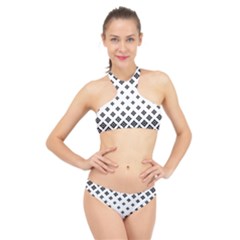 Black And White Tribal High Neck Bikini Set by retrotoomoderndesigns