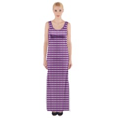 Purple Gingham Maxi Thigh Split Dress by retrotoomoderndesigns