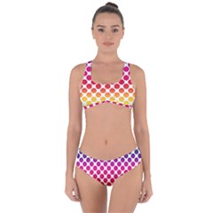 Rainbow Polka Dots Criss Cross Bikini Set by retrotoomoderndesigns