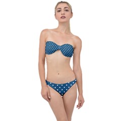 Turquoise Polka Dot Classic Bandeau Bikini Set by retrotoomoderndesigns