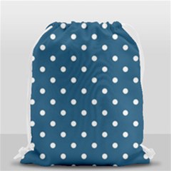 Turquoise Polka Dot Drawstring Bag (small) by retrotoomoderndesigns