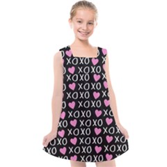 Xo Valentines Day Pattern Kids  Cross Back Dress by Valentinaart