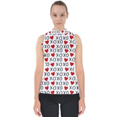 Xo Valentines Day Pattern Mock Neck Shell Top by Valentinaart
