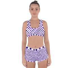 Shades Of Purple Polka Dots Racerback Boyleg Bikini Set by retrotoomoderndesigns