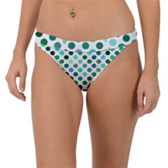 Shades Of Green Polka Dots Band Bikini Bottom by retrotoomoderndesigns