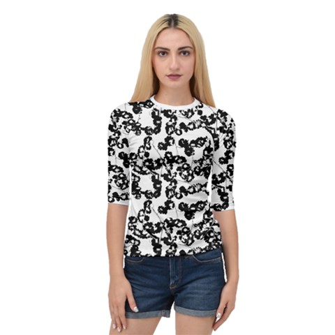 Black And White Flora Quarter Sleeve Raglan Tee by 1dsign