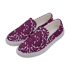 Magenta And White Abstract Print Pattern Women s Canvas Slip Ons by dflcprintsclothing