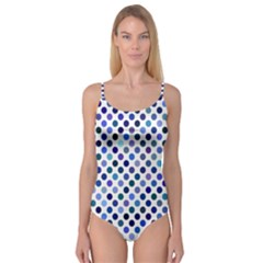 Shades Of Blue Polka Dots Camisole Leotard  by retrotoomoderndesigns