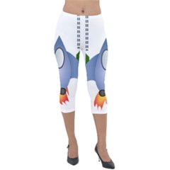 Spaceship Rocket Space Game Cosmos Lightweight Velour Capri Leggings  by Wegoenart