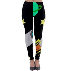 Planet Rocket Space Stars Lightweight Velour Leggings by Wegoenart
