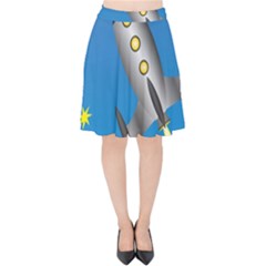 Rocket Spaceship Space Travel Nasa Velvet High Waist Skirt by Wegoenart