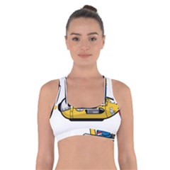 Cartoon Space Racer Galaxy Science Cross Back Sports Bra by Wegoenart