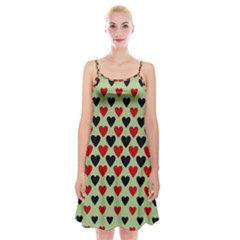 Red & Black Hearts - Olive Spaghetti Strap Velvet Dress by WensdaiAmbrose