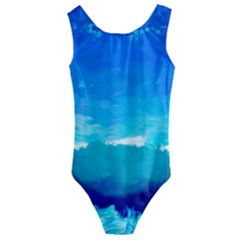 Blue Sky Artwork Drawing Painting Kids  Cut-out Back One Piece Swimsuit by Pakrebo