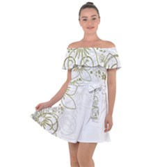 Flowers Background Leaf Leaves Off Shoulder Velour Dress by Mariart