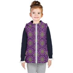 Ornate Heavy Metal Stars In Decorative Bloom Kids  Hooded Puffer Vest by pepitasart