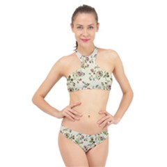Vintage Roses High Neck Bikini Set by retrotoomoderndesigns