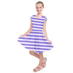 Lilac Purple Stripes Kids  Short Sleeve Dress by snowwhitegirl