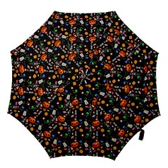 Halloween Treats Pattern Black Hook Handle Umbrellas (medium) by snowwhitegirl