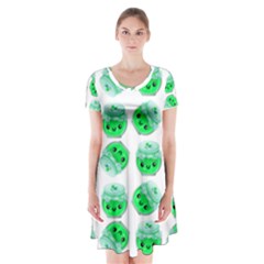 Kawaii Lime Jam Jar Pattern Short Sleeve V-neck Flare Dress by snowwhitegirl