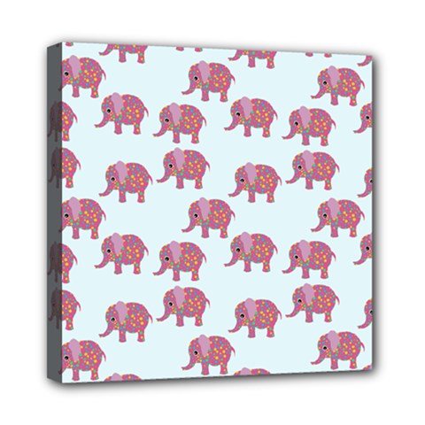 Pink Flower Elephant Mini Canvas 8  X 8  (stretched) by snowwhitegirl