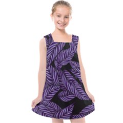 Tropical Leaves Purple Kids  Cross Back Dress by snowwhitegirl