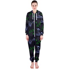 Gothic Girl Rose Black Pattern Hooded Jumpsuit (ladies)  by snowwhitegirl