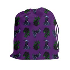 Gothic Girl Rose Purple Pattern Drawstring Pouch (xxl) by snowwhitegirl