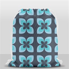 Retro Flower Blue Drawstring Bag (small) by snowwhitegirl