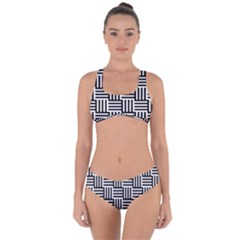 Black And White Basket Weave Criss Cross Bikini Set by retrotoomoderndesigns